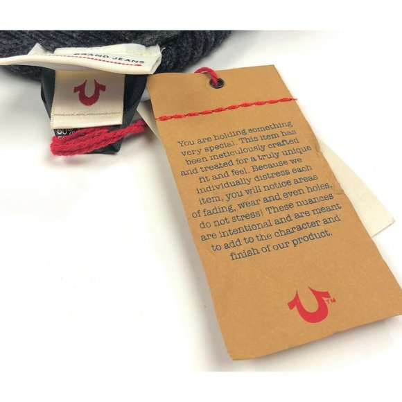 True Religion World Tour Unisex Gray Wool Winter Beanie Hat Skull Cap OSFA - Picture 9 of 10